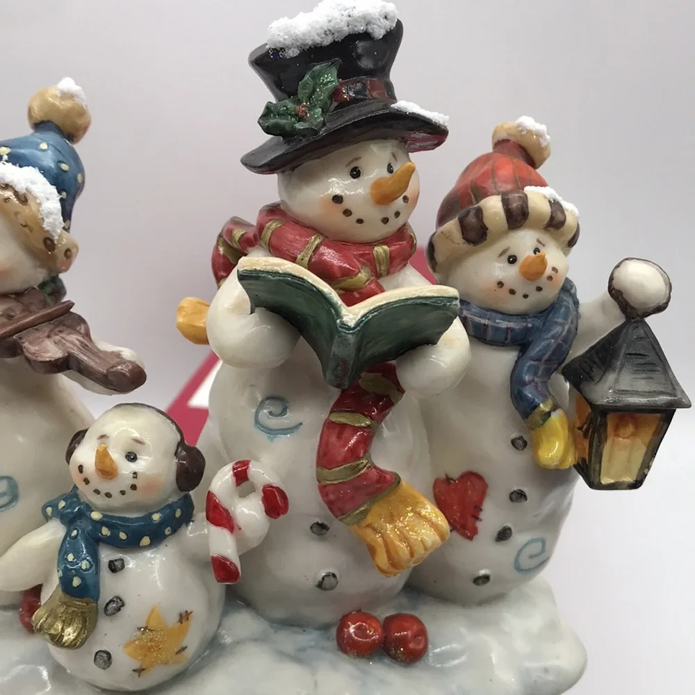 Vintage Heavy Resin Snowman Family Stocking Mantle Hanger 5”x 5” approx - Picture 9 of 12